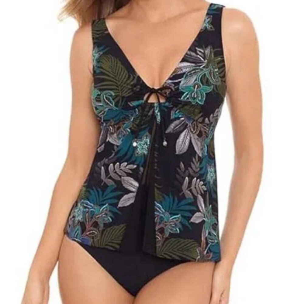 Amoressa by Miraclesuit Allana Shadow Soft Cup Tankini + Top High waist Bottom